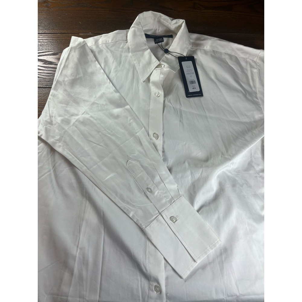 NEW French Connection Mens Summer White Oversized Button Down Long Sleeve Large